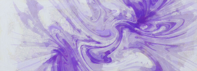 Purple spiral on a white background. Wide panoramic view. Artistic work