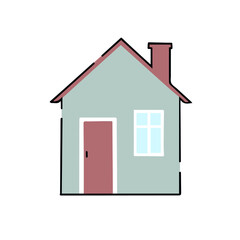 Design element. Symbolic illustration of a house with a window and a door.
