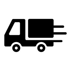 Shopping transportation or delivery or truck in move simple isolated icon for apps and websites