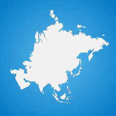 The political detailed map of the continent of Asia with Russia with borders of countries