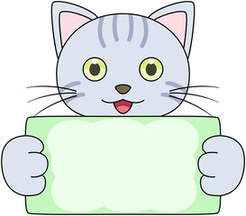 看板を持ったネコ（虎柄）