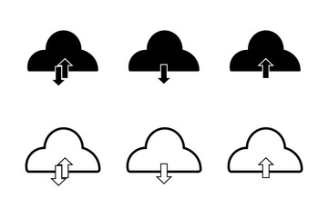 Cloud download and upload icon. Upload download cloud arrow. 