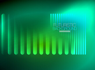 Bright neon color techno abstract background, shiny glowing neon lines in the dark background