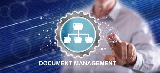 Man touching a document management concept