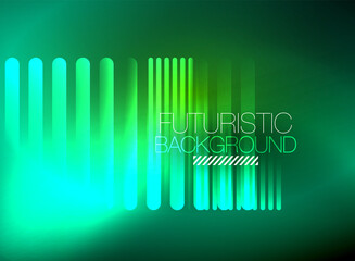 Bright neon color techno abstract background, shiny glowing neon lines in the dark background