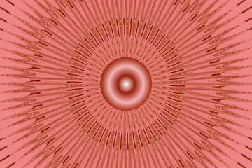 geometric pattern, created with a software effect and a gradient. in the center is a circle with outgoing rays on a pink background. 