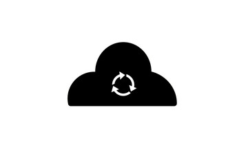 Cloud sync or cloud refresh with arrows line art vector icon