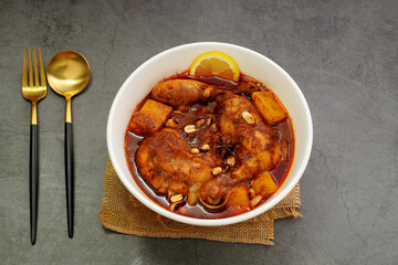 Homemade Massaman Chicken with Chili Paste, Coconut Milk