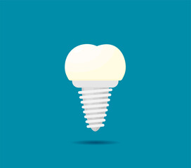 Dental implant flat vector