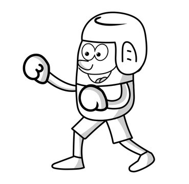 Boxer stick figure cartoon