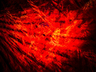 Creative background with powerful and bright abstract sun, waves and sinuous shapes, colorful modern decorative background