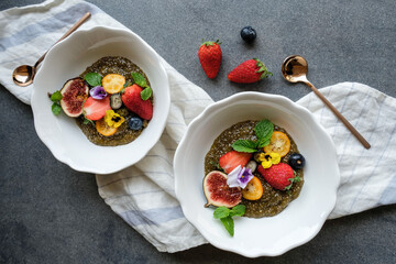 Delicious homemade snacks / Mango Puree Chia Seed Pudding / Healthy sweet delicacy fortified with...