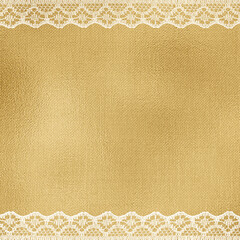 Off-White Lace on Metallic Golden Cloth Texture