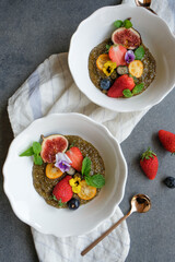 Delicious homemade snacks / Mango Puree Chia Seed Pudding / Healthy sweet delicacy fortified with vitamins and minerals, ideal for weight watcher