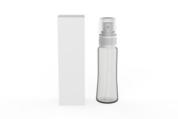 blank spray bottles for Mock up, cosmetic package. template for advertising, cosmetic products or household. 3d illustration