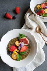 Delicious homemade snacks / Mango Puree Chia Seed Pudding / Healthy sweet delicacy fortified with vitamins and minerals, ideal for weight watcher
