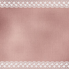 Off-White Lace on Metallic Rose Golden Cloth Texture