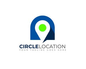 circle pin location gps logo template	