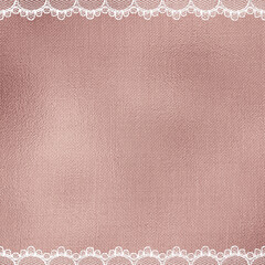 Off-White Lace on Metallic Rose Golden Cloth Texture