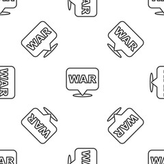 Grey line The word war icon isolated seamless pattern on white background. International military conflict. Army. Armament. Nuclear weapon. Template for text. Vector