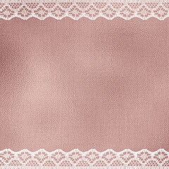 Off-White Lace on Metallic Rose Golden Cloth Texture