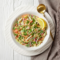 juicy low calorie coleslaw salad, top view