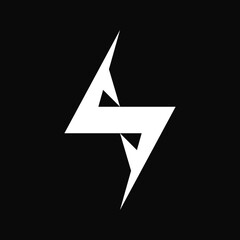 Thunder Infinite Letter A or S Logo. Black and White. For Logo,Icon,Symbol and Sign