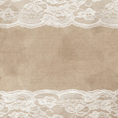 Off-White Lace on Vintage Paper Texture with subtle Handwriting