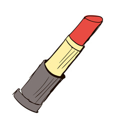 Hand-Drawn lipstick. Doodle vector illustration. Make up