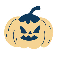 Pumpkins with a scary face. Halloween symbol. Pumpkin silhouette icon. For tattoo, textile, print for T-shirts and bags, cards. Vector flat illustrations.