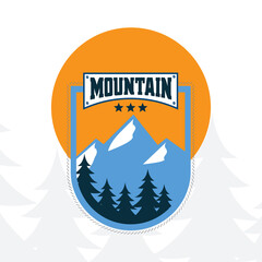 mountain illustration with pinus