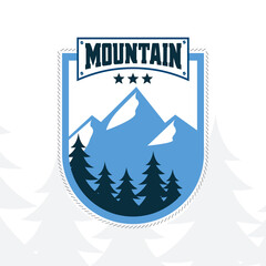 mountain illustration with pinus