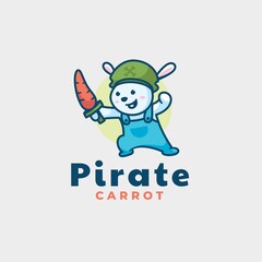 Vector Logo Illustration Pirate Bear Mascot Cartoon Style.