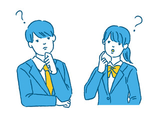 疑問・理解できない学生のセットイラスト（上向き）