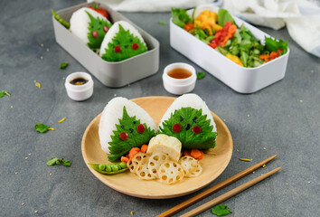 Homemade Japanese cuisine / Shiso Onigiri / Delicious and healthy meal for light eater and weight watcher