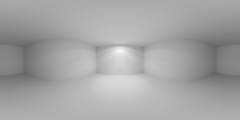 Dark white empty room with lamp light on wall HDRI map