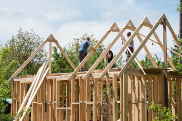 Carpenters making a new roof