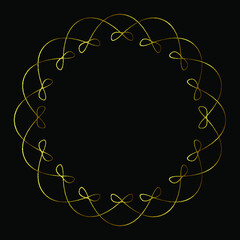 Decorative openwork round frame isolated on a black background