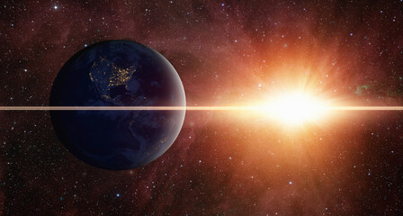 Fototapeta na wymiar Planet Earth with a spectacular sunset 