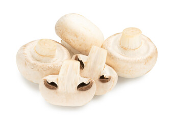 small champignons isolated on white.The entire image is sharpness.
