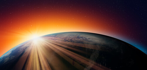 Obraz na płótnie Canvas Planet Earth with a spectacular sunset 