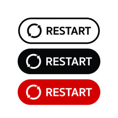restart button for restarting computer, refresh and reboot button for begining technology devices again