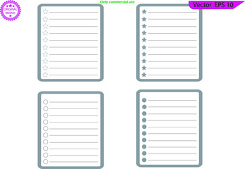 Daily planners set. Weekly class schedule template. Organizer planner and schedule with place for Notes. Cute hand drawn blank paper sheet set, sticky note template, text box banner frame, flat design