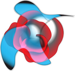 Sublimation design. Red-blue gradient. Abstraction, surrealism. Flower petals. Bright and colorful. Rose, bud. Graphic drawing.Printing on fabric and paper, sticker.