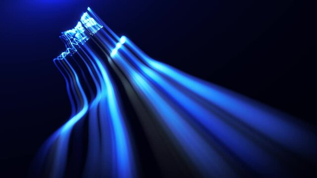 Abstract Flowing Particle Lines Data Concept Background Loop/ 4k animation of an abstract technology background of powerful speed particle lines stroke patterns and strings seamless looping