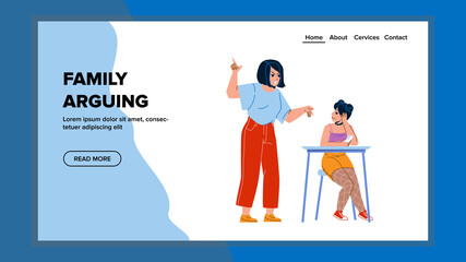 Family Arguing About Education In Kitchen Vector. Mother Screaming At Daughter Student, Family Arguing Relationship. Characters Ladies Conflict Problem Web Flat Cartoon Illustration