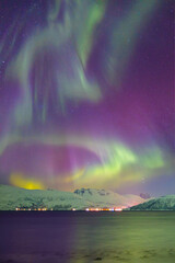 Northern lights or Aurora borealis in the sky