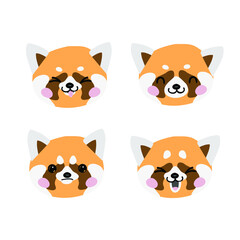 
red panda head emotion on the white background