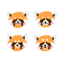 
red panda head emotion on the white background