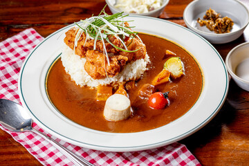 fried chicken with curry and rice